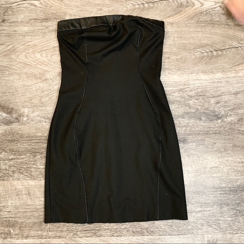 Black strapless mini dress